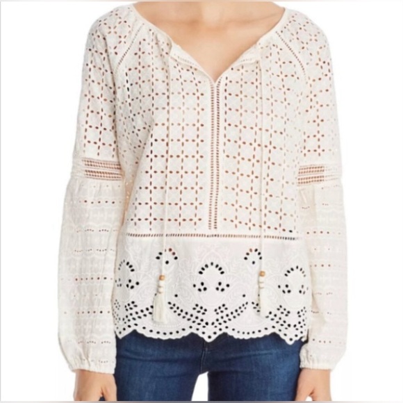 Single Thread Tops - Single Thread Eyelet Peasant Top NWOT
